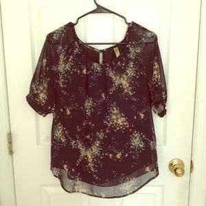Navy Floral Top